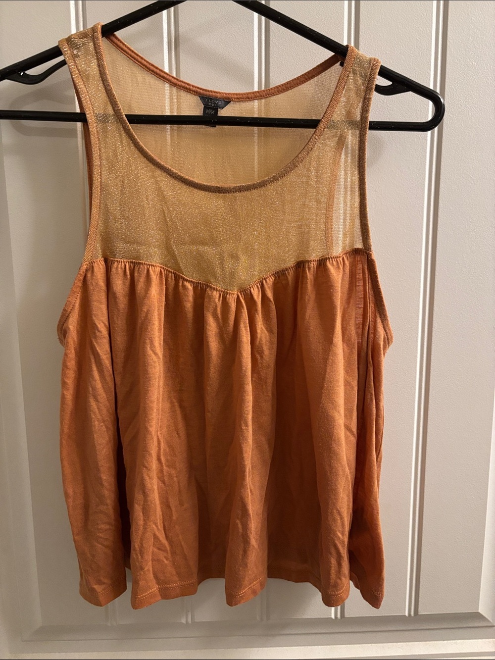 Rust Mesh Yoke Tank Top